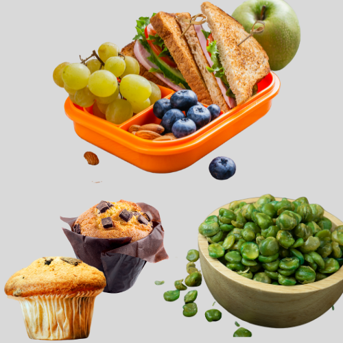 Muffins, Crunchy roasted peas, kids snacks