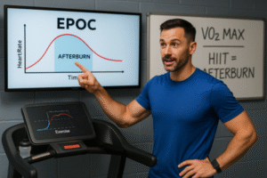 hiit trainer explaining heart rate epoc afterburn