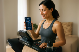 using Spirit Fit App to track treadmill workout and heart rate